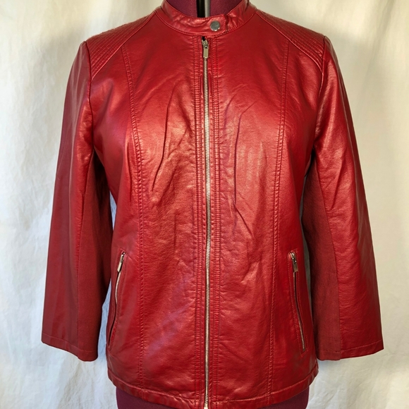 ana red leather jacket